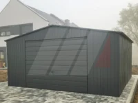 Garaż blaszany dwuspadowy grafit 5m x 6m brama uchylna