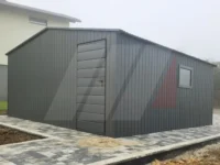 Garaż blaszany dwuspadowy grafit 5m x 6m brama uchylna