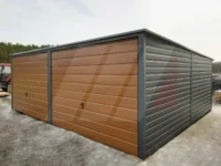 Garaż blaszany dwustanowiskowy grafit 6m x 6m bramy uchylne