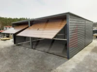 Garaż blaszany dwustanowiskowy grafit 6m x 6m bramy uchylne