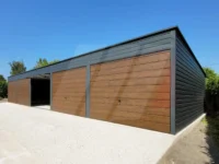 Garaż blaszany pięciostanowiskowy grafit 15m x 6m spad do tyłu