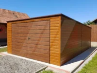 Garaż blaszany złoty dąb spad do tyłu 4m x 5m brama dwuskrzydłowa