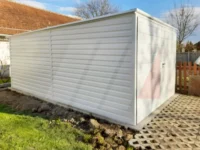 Garaż blaszany biały spad do tyłu 3m x 5m brama dwuskrzydłowa - Image 4