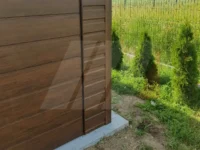 Garaż blaszany orzech spad do tyłu 3.5m x 5m brama uchylna