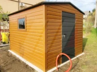Domek ogrodowy dwuspadowy złoty dąb 3m x 4m drzwi grafit