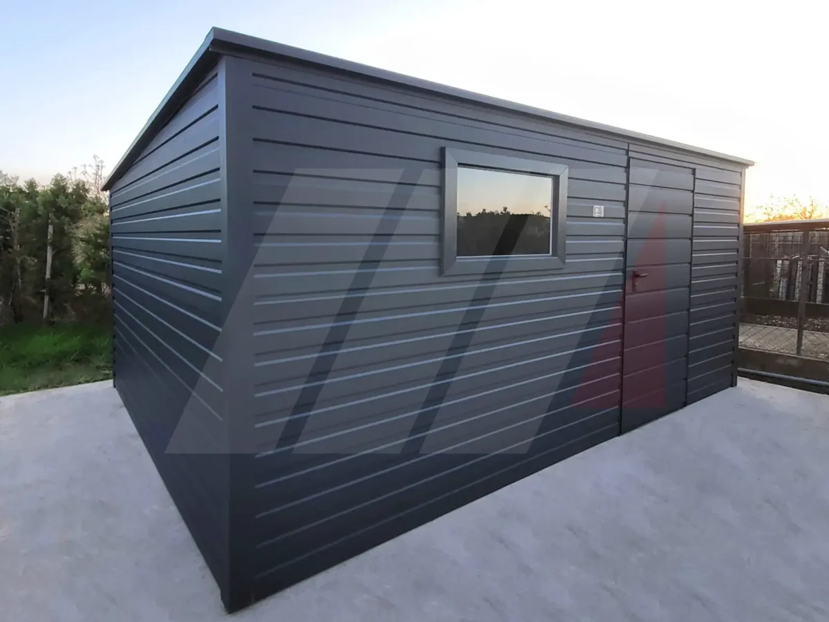 Domek ogrodowy narzędziowy antracyt 5m x 4m spad dachu na tył