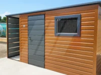 Domek ogrodowy narzędziowy złoty dąb 4m x 3m spad do tyłu