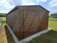 Garaż blaszany dwuspadowy 3.5m x 5m brama dwuskrzydłowa