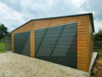 Garaż blaszany dwuspadowy z wiatą 9m x 6m multigloss