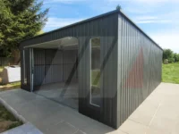 Garaż blaszany okna pionowe grafit 5m x 6m brama uchylna