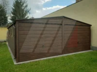 Garaż blaszany podwójny orzech 6m x 6m dwuspadowy