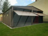 Garaż blaszany podwójny orzech 6m x 6m dwuspadowy