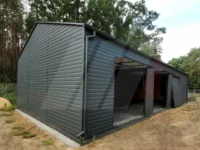 Hala magazynowa dwuspadowa grafit 14m x 7m bramy uchylne