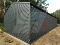 Hala magazynowa dwuspadowa grafit 14m x 7m bramy uchylne